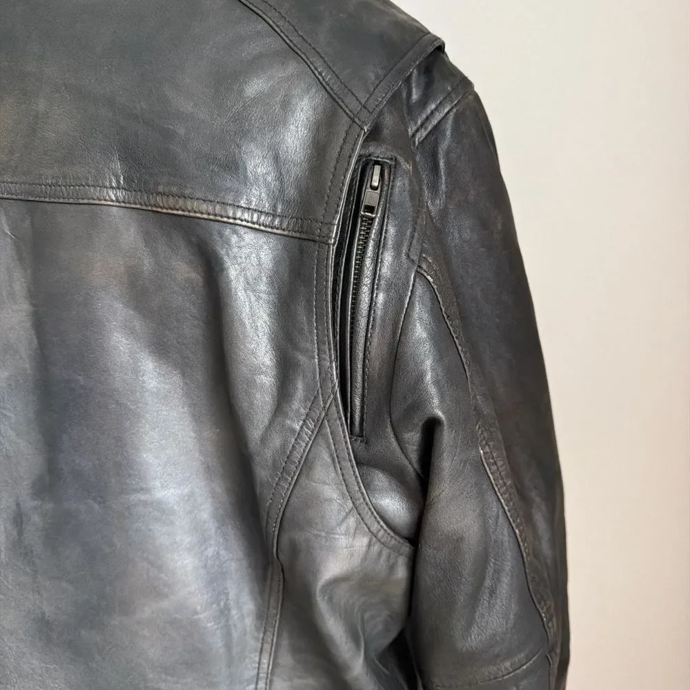 First Classics Men’s Black Leather Motorcycle Jacket XXL Authentic Riding Gear